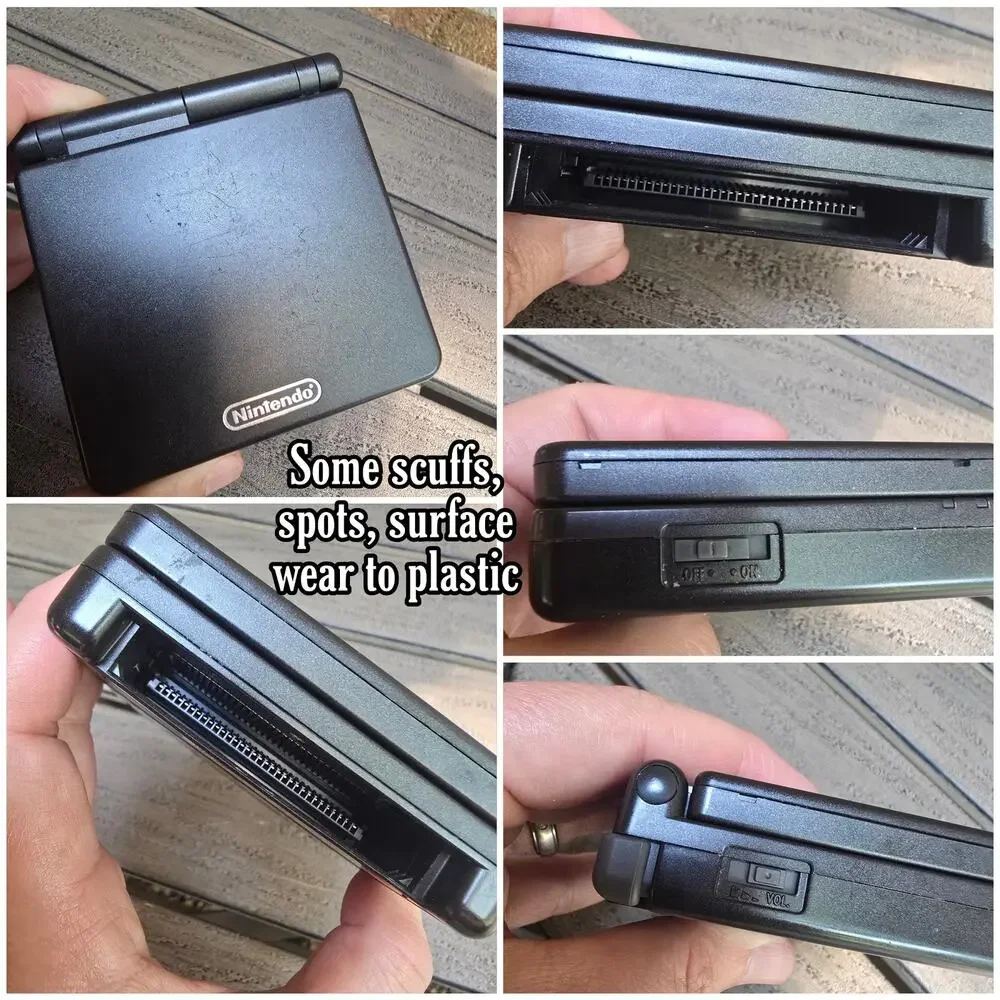 Nintendo Game Boy Advance SP Onyx Black Console Bundle 3 Games Charger GBA